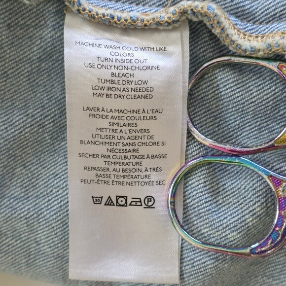 Pilcro Jean Jacket Women M Blue Comeback Boyfriend Denim Anthro Oversize Stretch - Picture 12 of 16